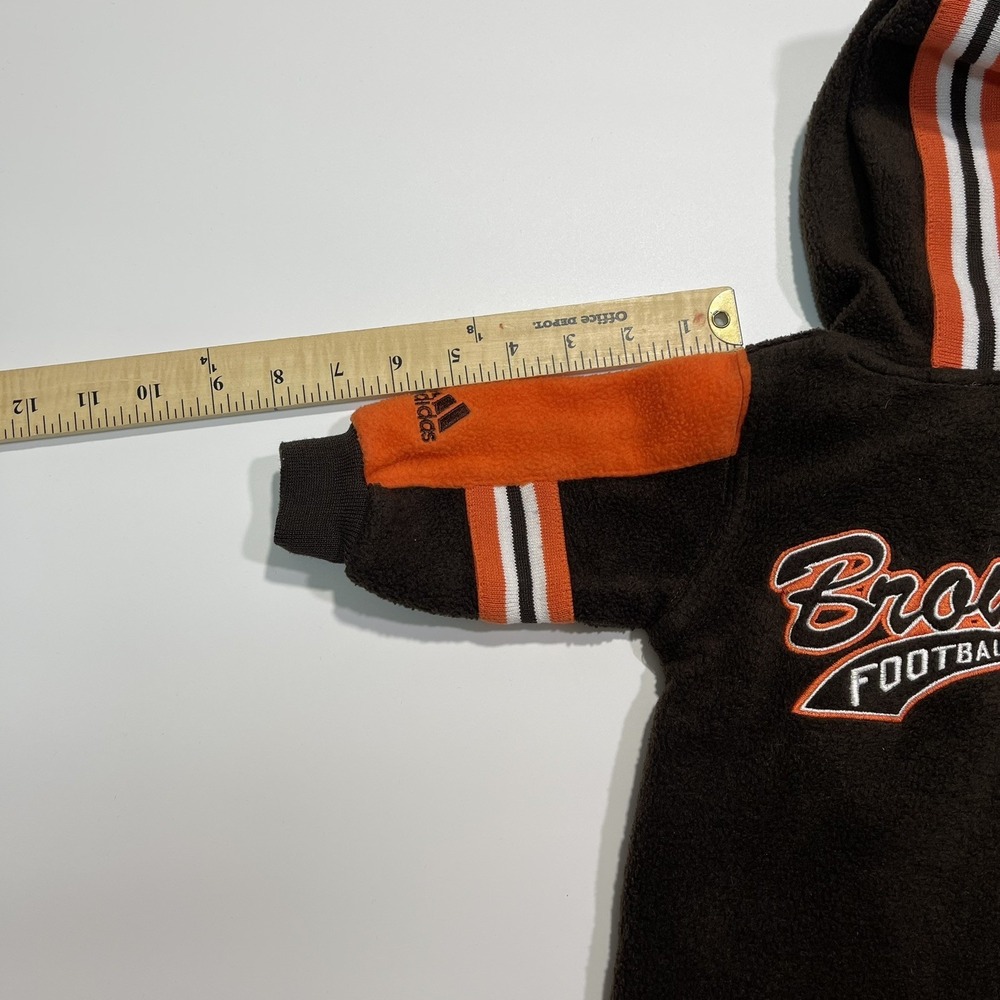 Vintage 90s Adidas Cleveland Browns Fleece Hooded Body Suit Romper Sz 3/6 Months - Picture 8 of 8